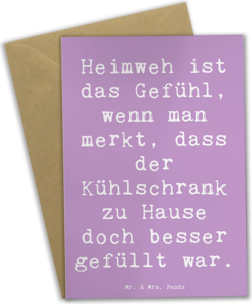 Mr. & Mrs. Panda Grußkarte Spruch Heimweh Kühlschrank - Lavendeltraum - Geschenk, Zitat, Zuhause fühlen, Erinnerung, hochzeitskarten, einladungs...