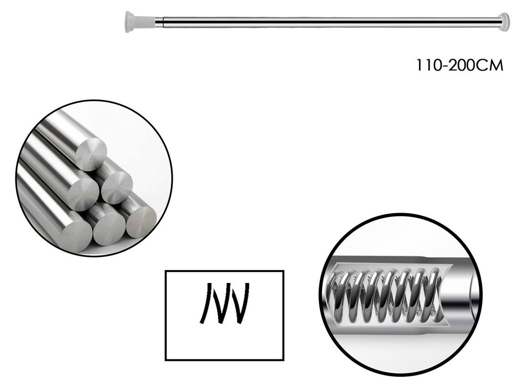 Tringle à rideau de douche Vigevee en acier inoxydable, Image du produit 
