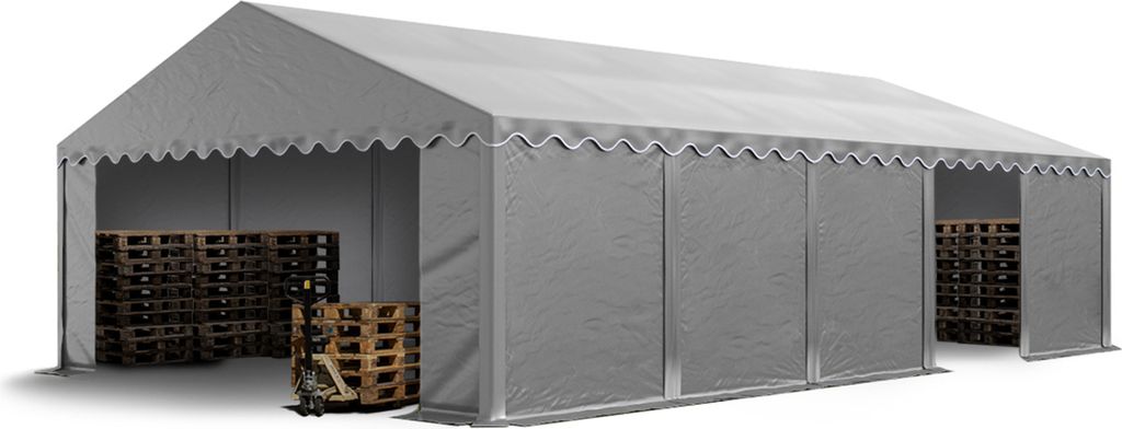 TOOLPORT Lagerzelt 5x10 m Unterstand Weidezelt Garagenzelt PVC Plane 700 N wasserdicht in grau