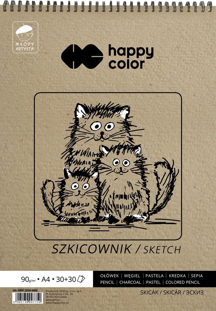 Spirálový skicák Happy Color A4 80/90g 60 listů Obrázek produktu 