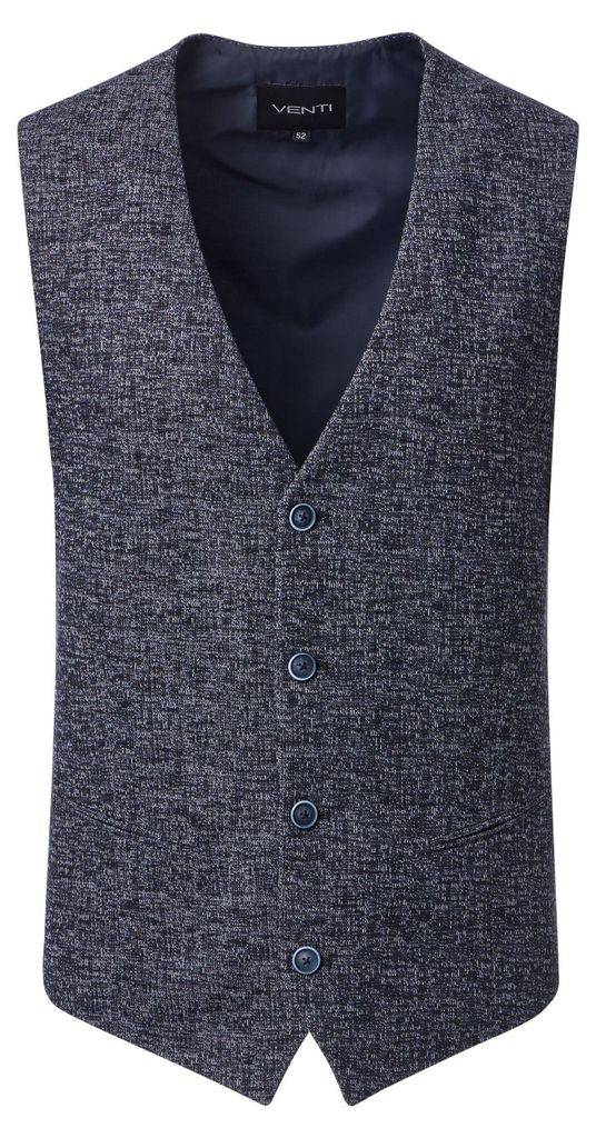 VENTI Herren Weste FORMAL V-Neck Polyestermix Stretch Blau 60