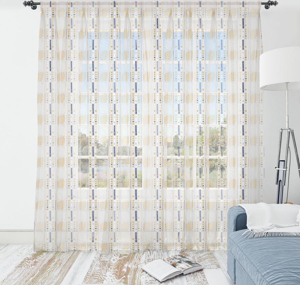 ABAKUHAUS Gelb und Weiß Wandteppich, Kreative Zusammenfassung und geometrisches Konzept, Wohnzimmer Schlafzimmer seidiges Satin Wandtuch, 274 cm x...