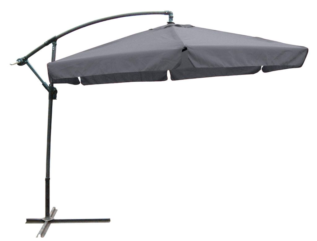 Ampelschirm CALLI Ø 300cm 6-eckig Anthrazit Polyester | Sonnenschirm mit Ständer UV-Schutz Aluminium Wasserabweisend
