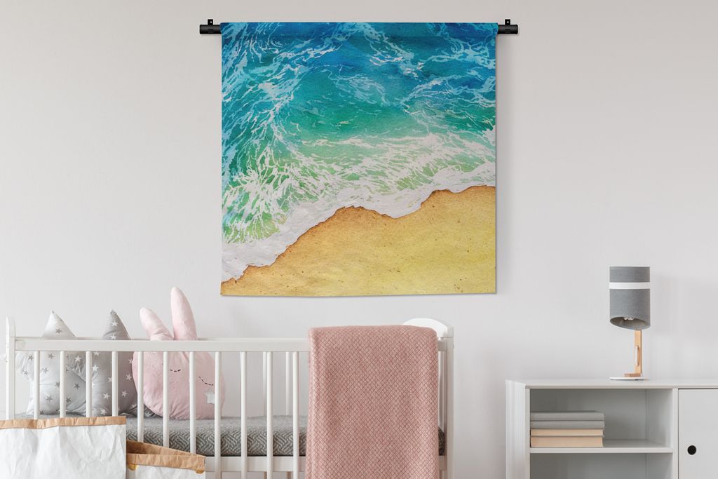 MuchoWow Wandteppich Wandbehang Strand - Meer - Golf 90x90 cm Tapisserie Dekoration Wandtuch - Wandaufhänger