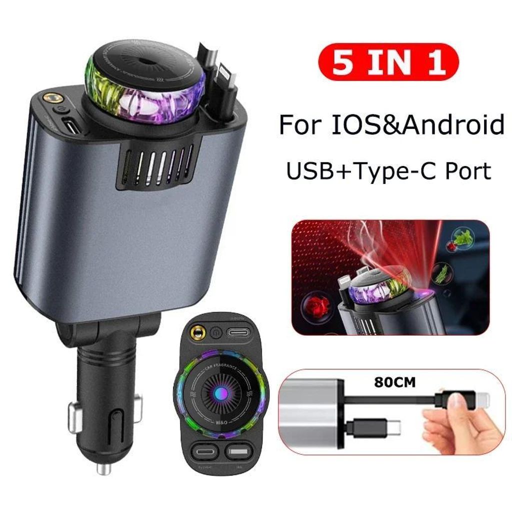 5-in-1 PD45W Autoladegerät USB Typ-C Netzteil Produktbild 
