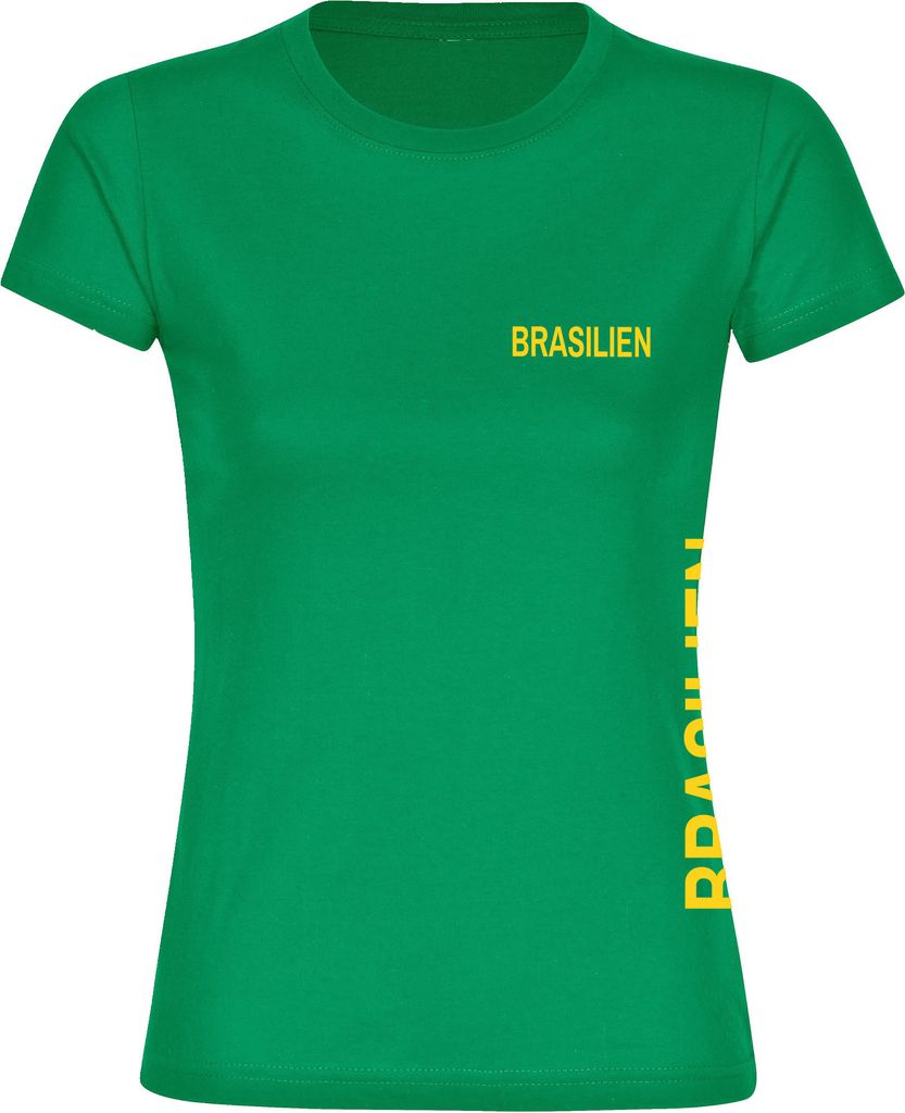 multifanshop Damen T-Shirt - Brasilien - Brust & Seite, grün, Größe XL
