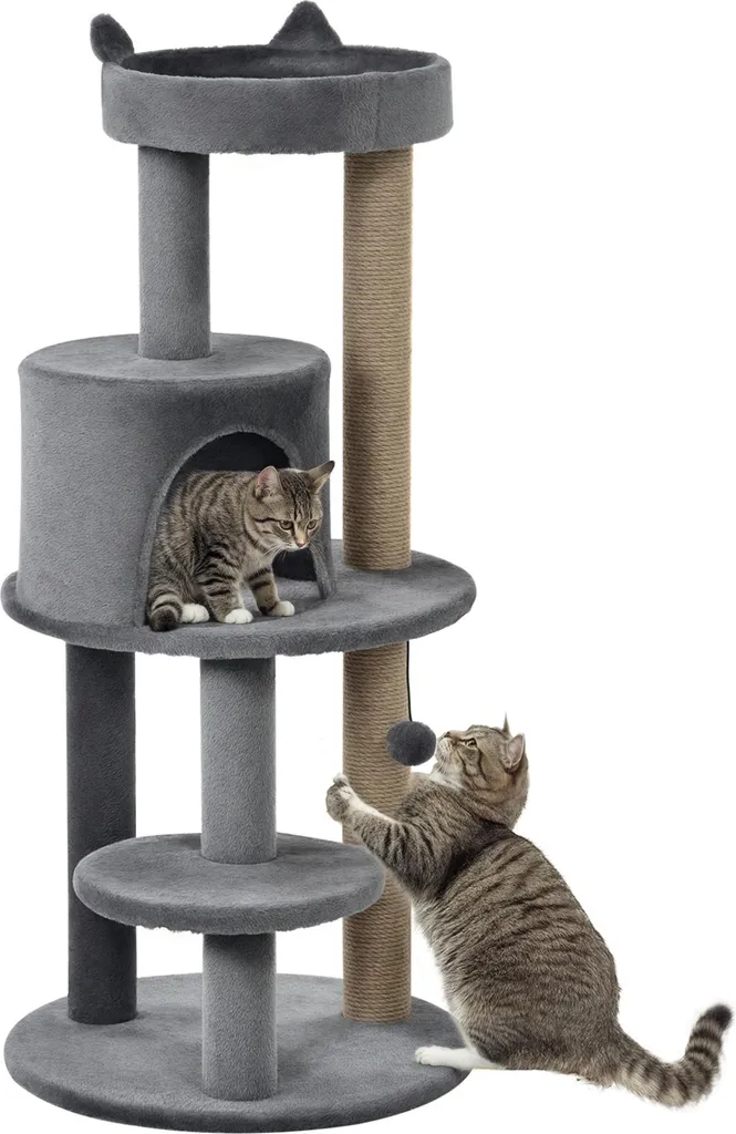 Arbre à chats anti-griffures pour meubles avec niche et grattoirs en sisal