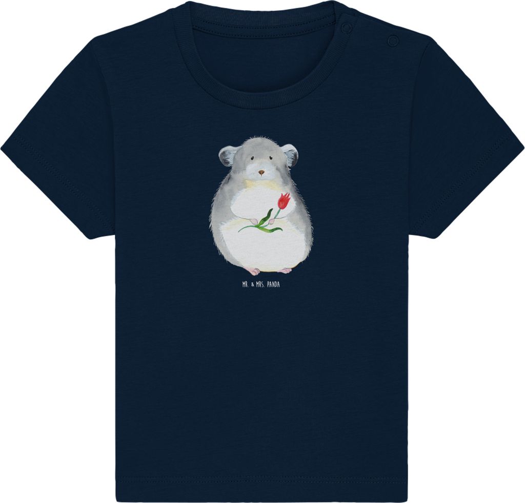 Mr. & Mrs. Panda T-Shirt Chinchilla Blume 24. - 36. Monat - French Navy - Geschenk, Baby Shirt, traurig sein, Lustige Sprüche, Chinchillas, Kinder...