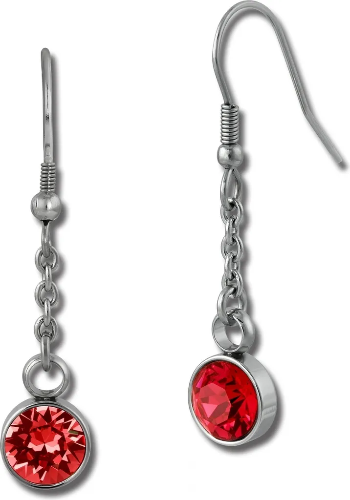 Orecchini Punto Luce Argento 925 Con Cristalli Rossi 2 Mm - DTPsilver, Gioielli Colorati Donna