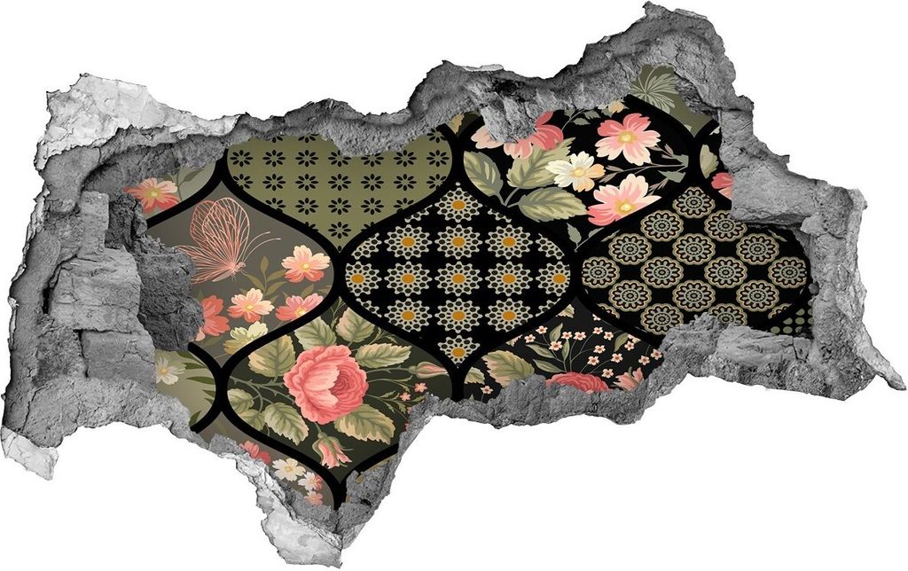 Selbstklebender Loch-3D-Aufkleber 95x73 cm Blumenmuster