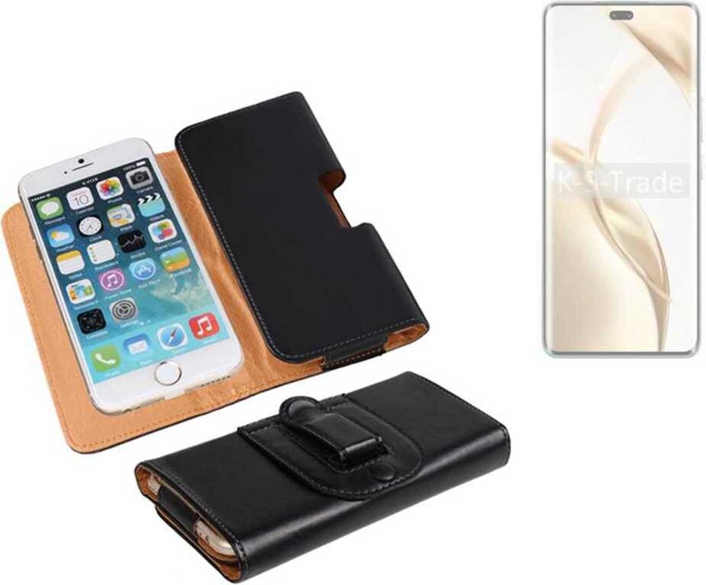 K-S-Trade Schützhülle Handyhülle kompatibel mit Honor 200 Pro Holster Gürtel Tasche Schutzhülle Handy-Tasche Smartphone Case Seitentasche schwarz