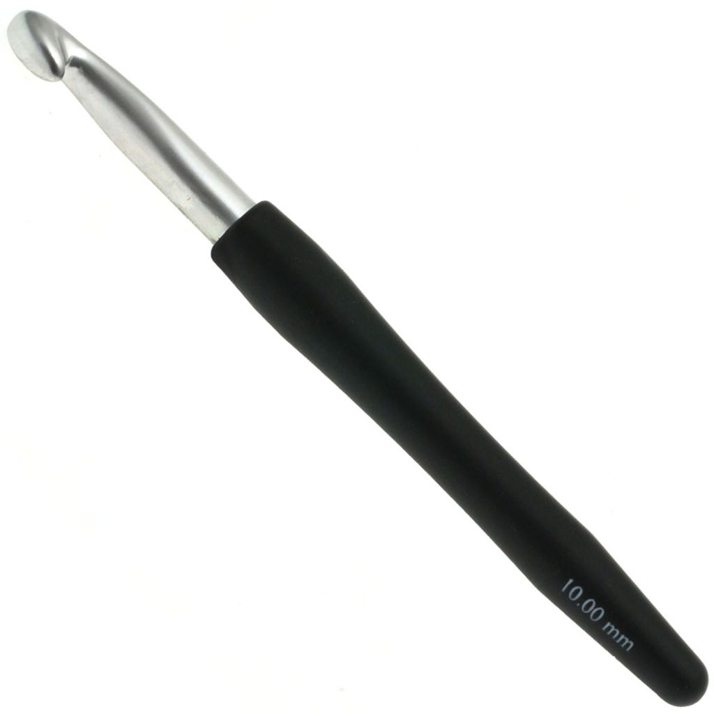 Wollhäkelnadel Aluminium mit Soft-Griff, Stärke:10.0 mm