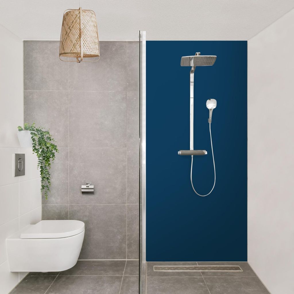 Duschrückwand mit Motiv selbstklebend - 0.35 mm Wandpaneel wasserfest Design blau Unifarben Badrückwand fugenlos Smart matt 100x200 cm