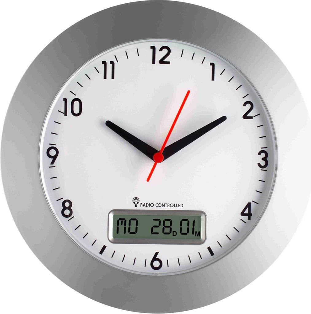 TFA Funk-Wanduhr mit digitaler Datumsanzeige 98.1092