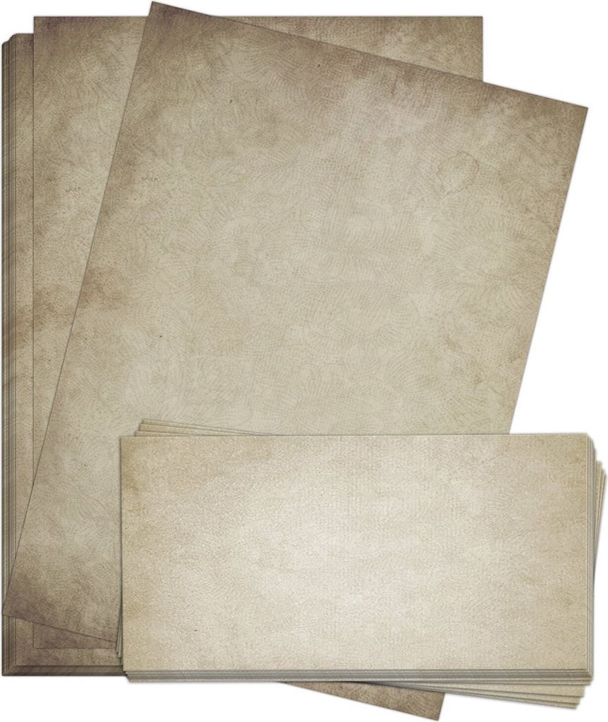 25 x Briefpapier und 25 x Briefumschläge Altes Papier Vintage