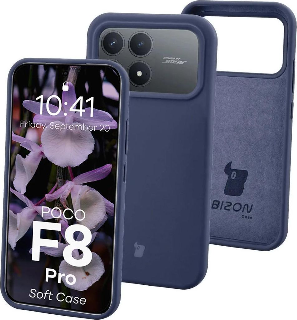 Silikon Handyhülle für Xiaomi POCO F8 Pro, Bizon Soft Case, Dunkelblau