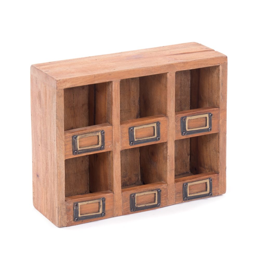 WANDREGAL "LIMA" | Mahagoni Holz, 6 Fächer | Holzregal Produktbild 