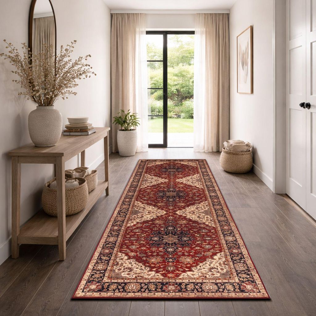 TT Home Vintage Teppich Wohnzimmer klassischer Kurzflor, rutschfest & robust, weicher Flor, pflegeleicht, orientalisch Retro, Esszimmer Waschbar Gr...