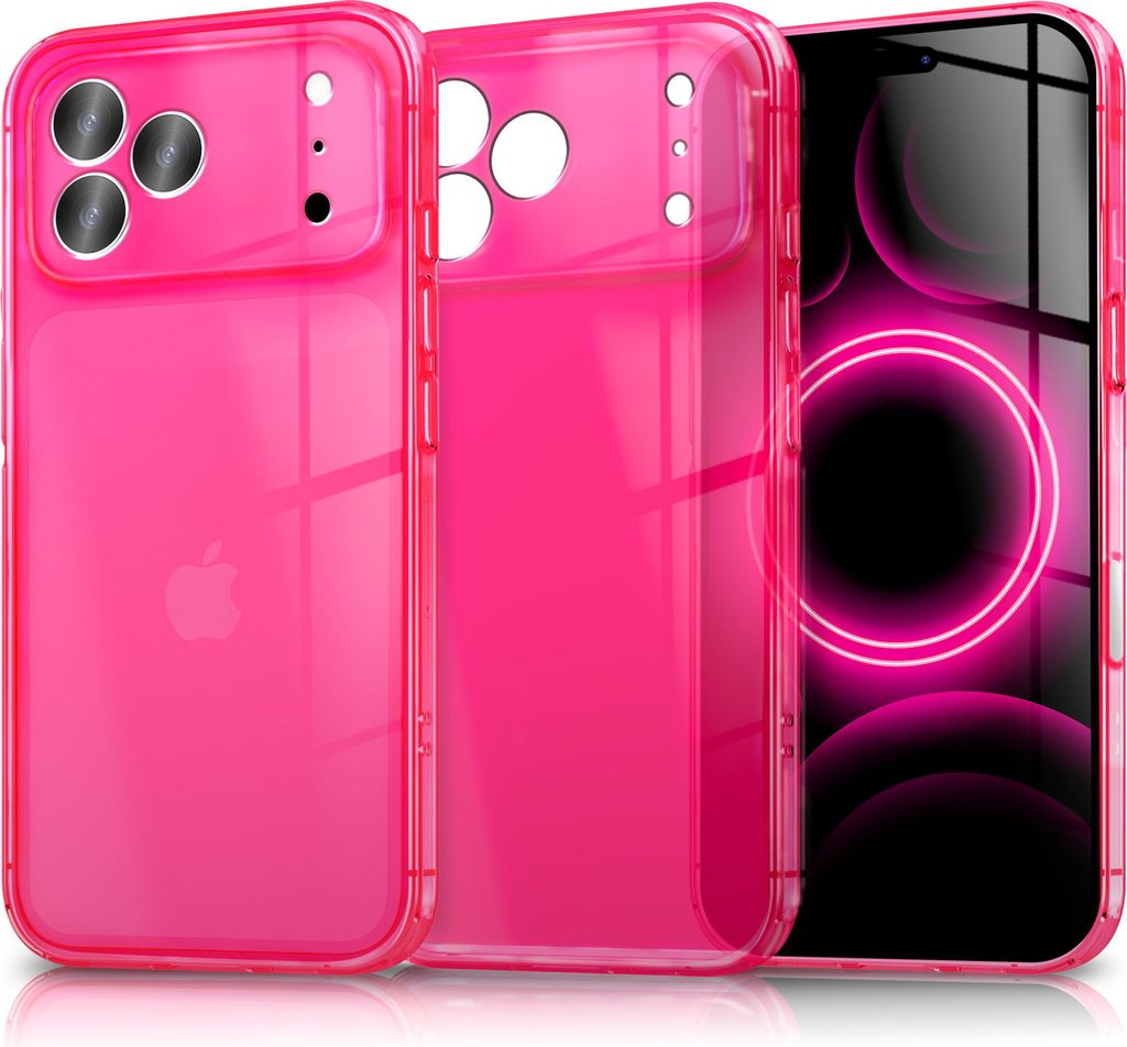 Hülle "Vibe" für iPhone 17 Pro Max - Neon Bunt Leuchtende Handyhülle Durchsichtig Soft Cover TPU Schutzhülle - Pink