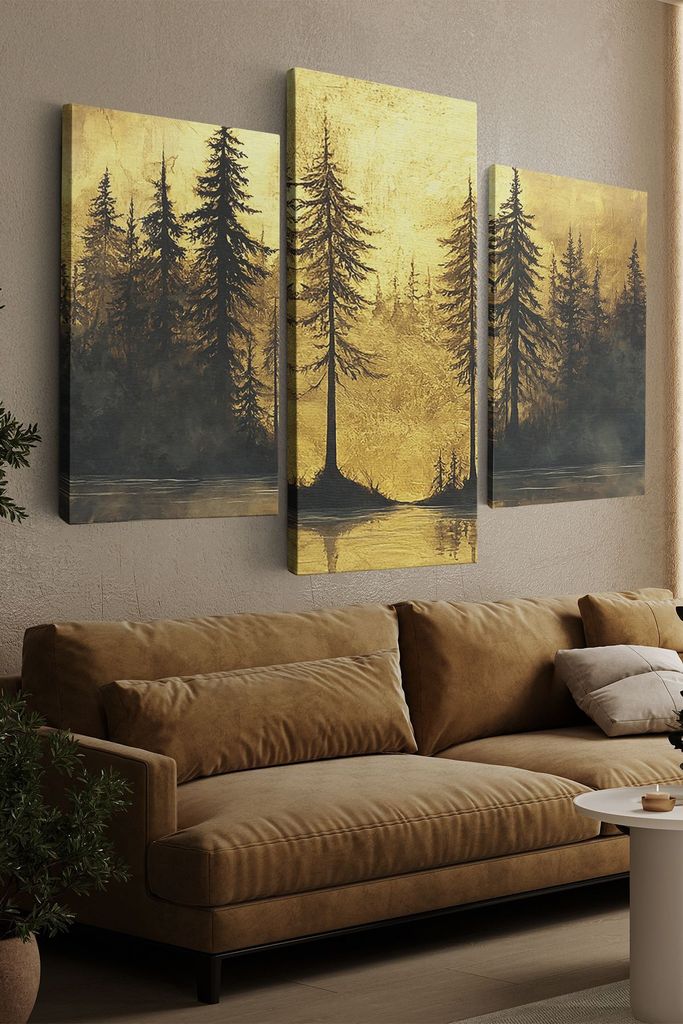 Wallity, Ersycnvs3Asm7, Dekoratives Leinwandgemälde (3 Teile), Mehrfarbig, 100 % LEINWAND, 40 x 60 cm