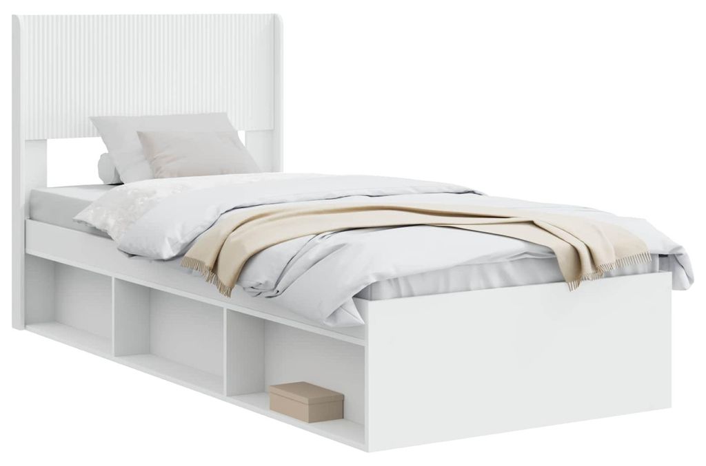 Bettgestell mit Stauraum und Kopfteil Weiß 75 x 190 cm