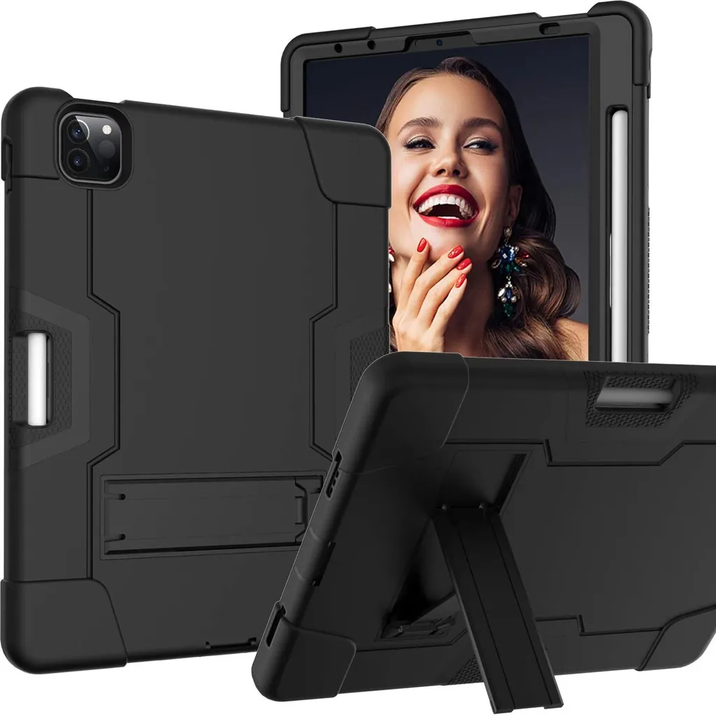 Custodia iPad Pro 12.9 5/4/3 Gen - Cover Nera con Supporto e Portapenne