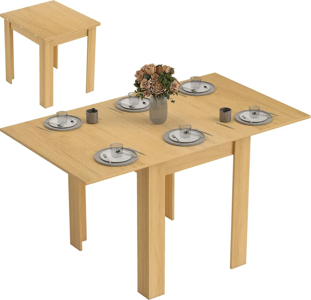 Table de salle à manger rectangulaire bois et métal avec rallonge 140cm