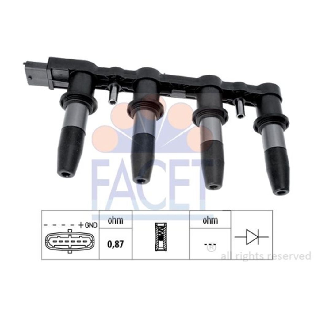 1 Zündspule FACET 9.6350 Italy - OE Equivalent für ALFA ROMEO FIAT OPEL