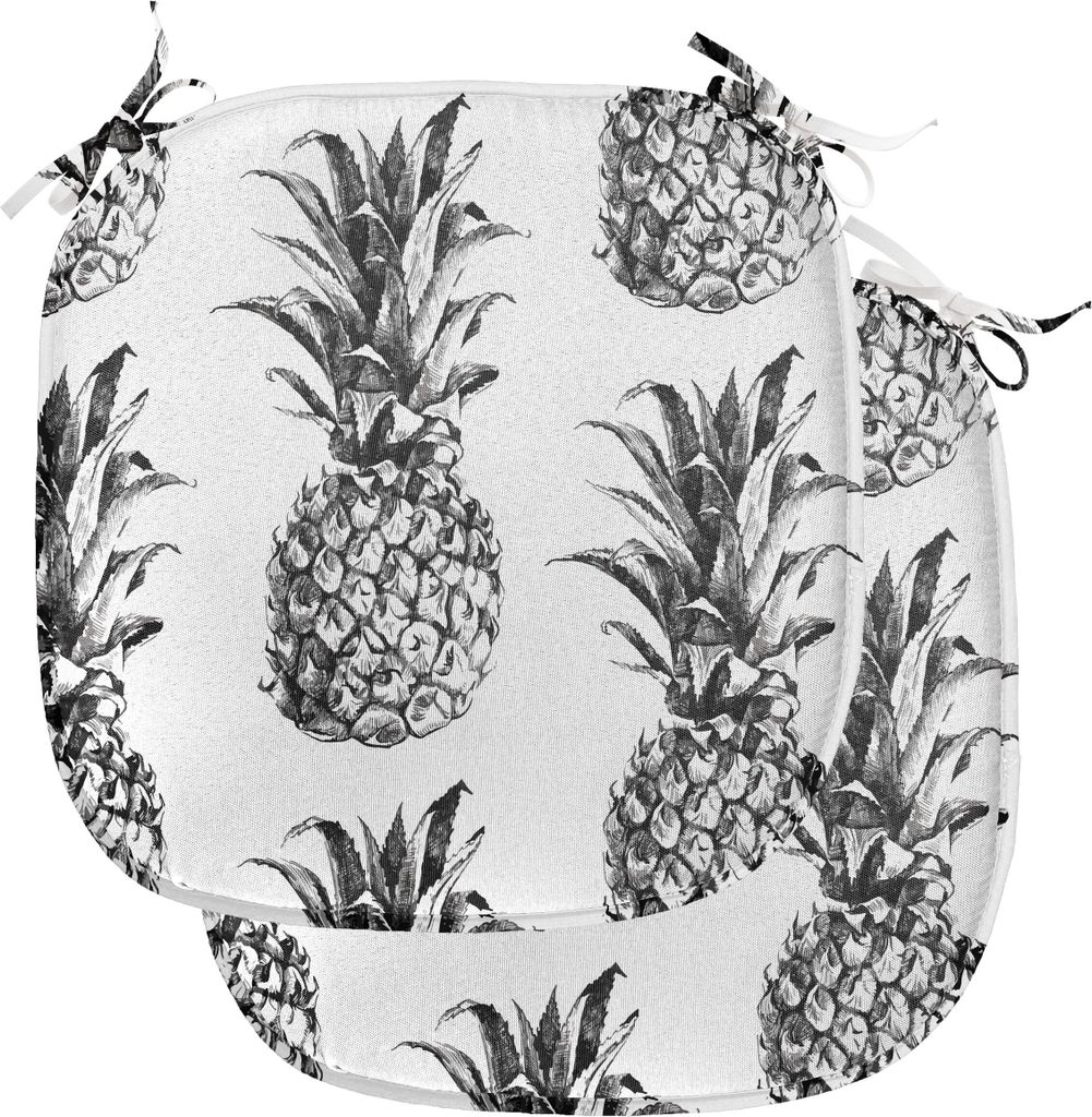 ABAKUHAUS Ananas Polster für Esszimmerstühle, Weinlese-Frucht, Dekoratives wasserfestes Kissen mit Riemen für Küchensitze, 40 cm x 40 cm-2er Pa...