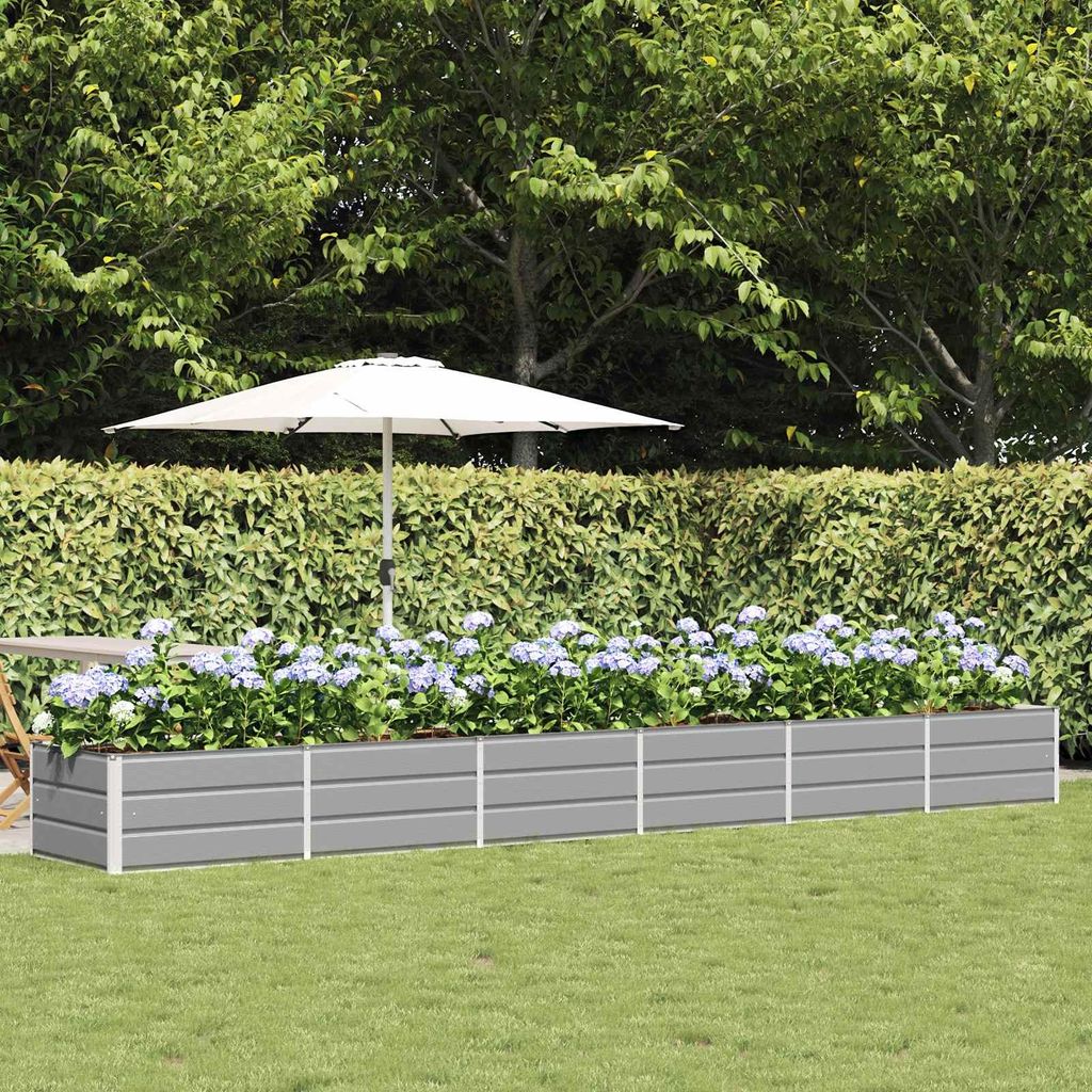 "Schlussverkauf" Pflanzkübel im Garten - 1 pc - Blumenbeet/Gartenbeet - Hellgrau 480x80x45 cm Stahl C13532