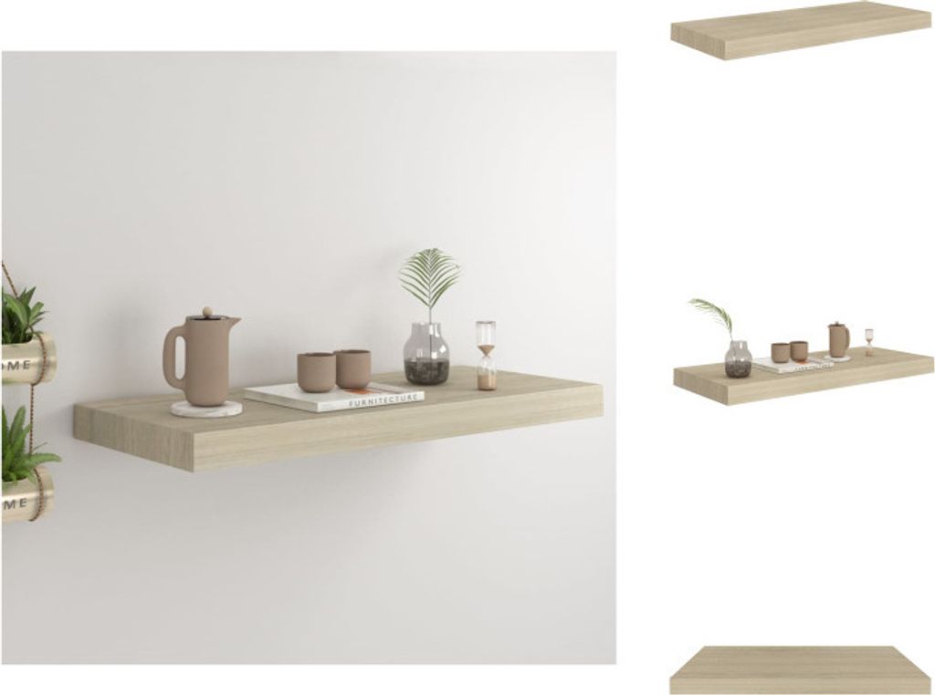 vidaXL Schwebendes Wandregal Eichefarben 60x23,5x3,8 cm MDF - Wandregale