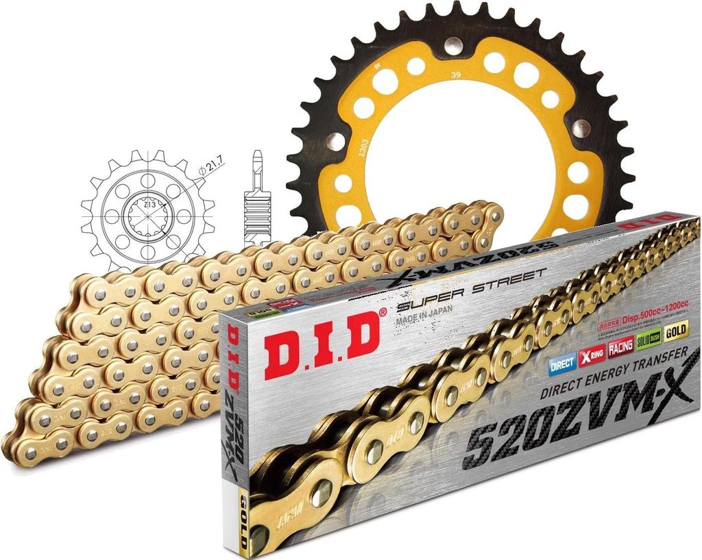 DID Kit Stealth (gold) Kompatibel mit Honda NC700 SD 12-15/NC700 X... 16-39-112 DID520ZVM-X(G&G) Niet