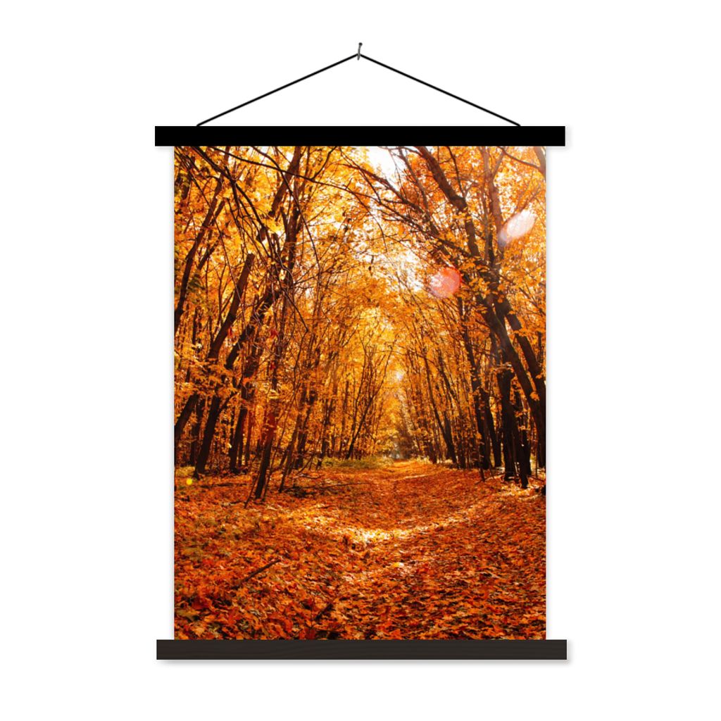 MuchoWow Textilposter Herbst - Wald - Laub - Jahreszeiten 60x80 cm mit schwarzem Rahmen - Plakathalter