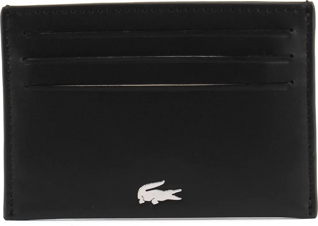 Lacoste Porte-cartes FG en Cuir de Vachette Noir - Accessoire Élégant
