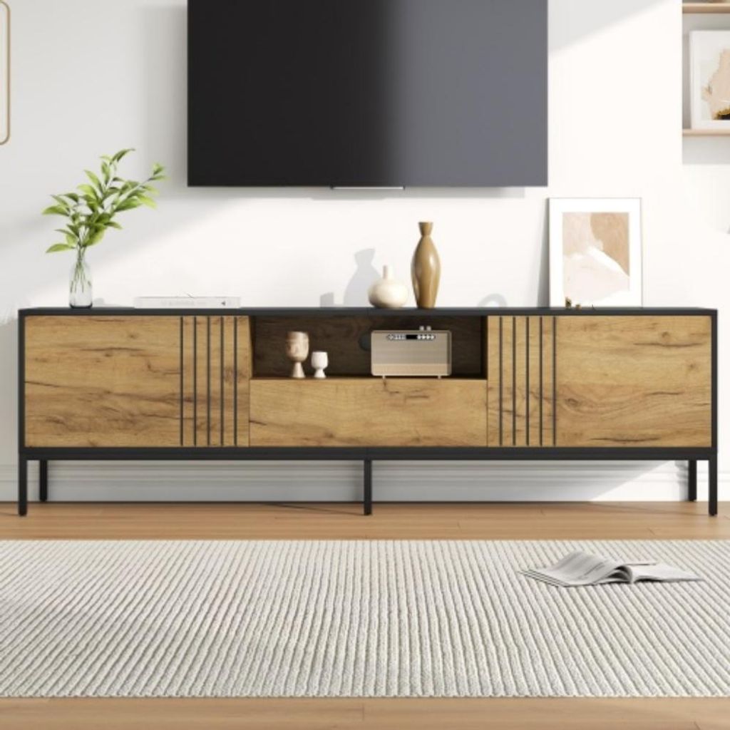 TV-Schrank, Lowboard TV Board, TV-Konsole mit Schublade, Fernsehtisch, TV-Ständer, Wohnzimmerschrank,für Fernseher bis zu 70 Zoll 170*35*50cm