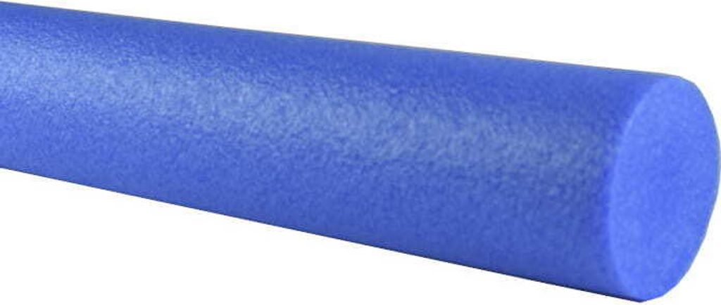 A close-up, side view of a blue foam noodle.