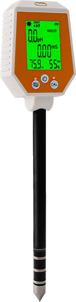 6-in-1-Bodentester pH/EC/Feuchtigkeit/Licht/Luftfeuchtigkeit/Temperatur Hochgenaues digitales Hygrometer mit Leitfähigkeits-pH-Meter