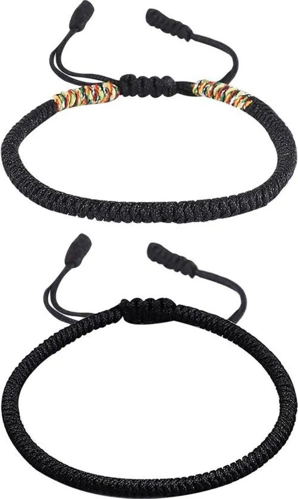 Bracelet d'amitié artisanal noir - Bijou tissé réglable pour adulte