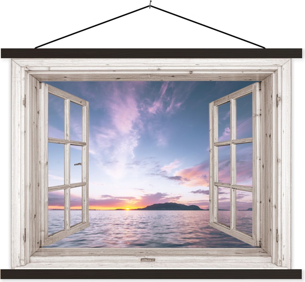 MuchoWow Textilposter Aussicht - Insel - Meer 60x45 cm mit schwarzem Rahmen - Poster Schlafzimmer