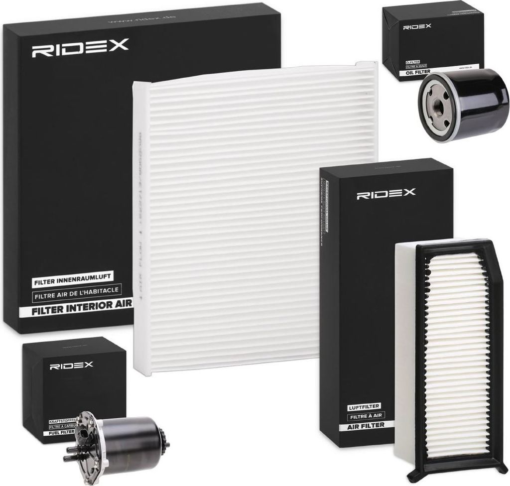 RIDEX Filterset Inspektionspaket Filtersatz für RENAULT Clio IV Schrägheck (BH) Captur (J5, H5) Clio IV Grandtour (KH) CLIO IV Kasten Duster (HM)