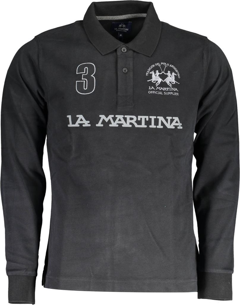 LA MARTINA Polo Herren Textil Schwarz SF17145 - Größe: L