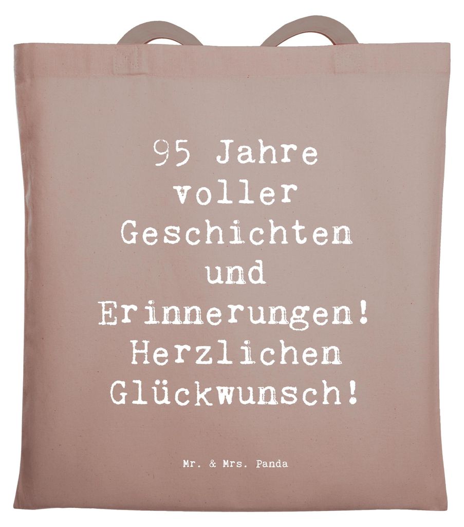 Mr. & Mrs. Panda Jutetasche Spruch 95. Geburtstag - Braun Pastell - Geschenk, Stoffbeutel, Geburtstagsgeschenk, Freundschaft, Shopping Tasche, Fami...