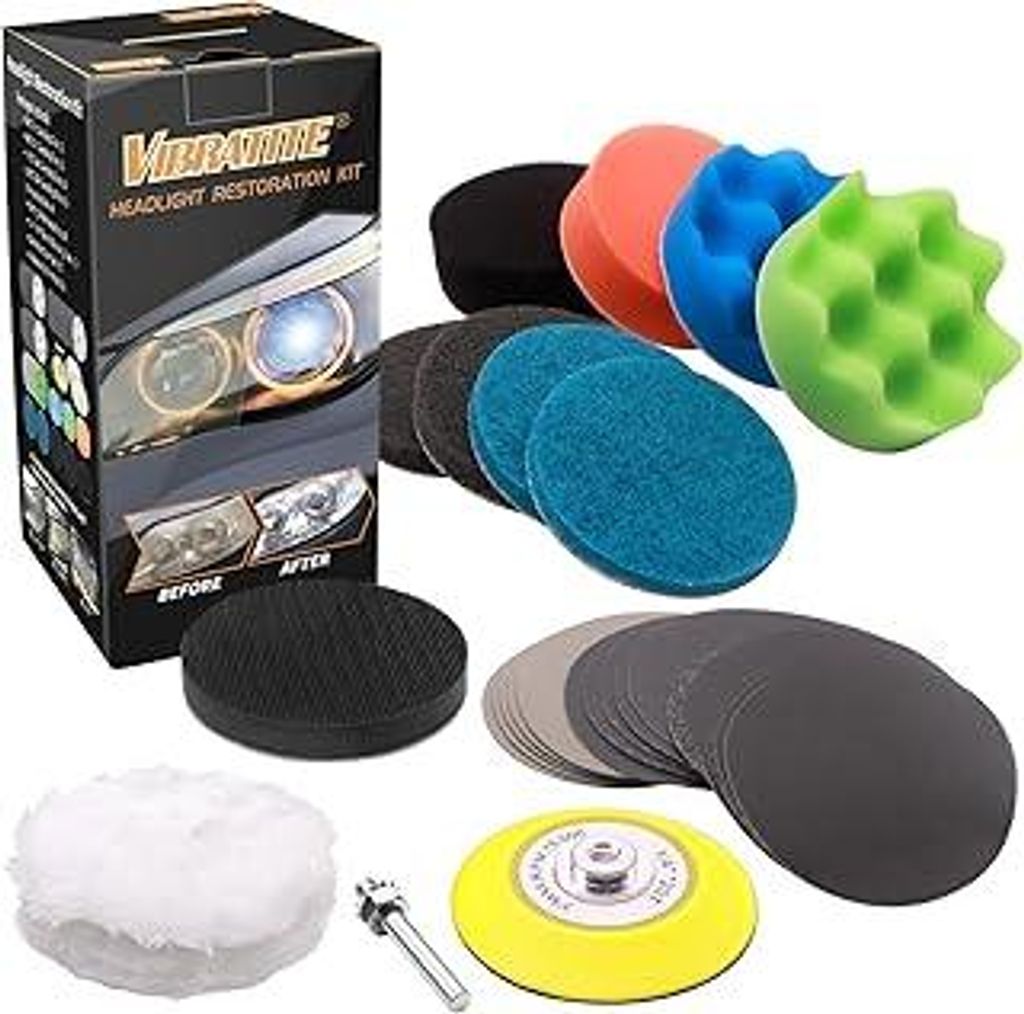 VIBRATITE 32PCS Scheinwerfer Restaurations Set, Polier Kit zur Wiederherstellung Stumpfer Verblasster Scheinwerfer,DIY Headlight Restoration Kit mi...