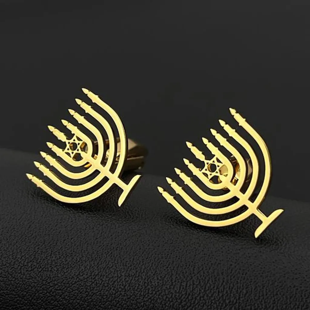 Boutons de manchette Chanukija pour cadeau de Hanoucca ou Bar Mitzvah