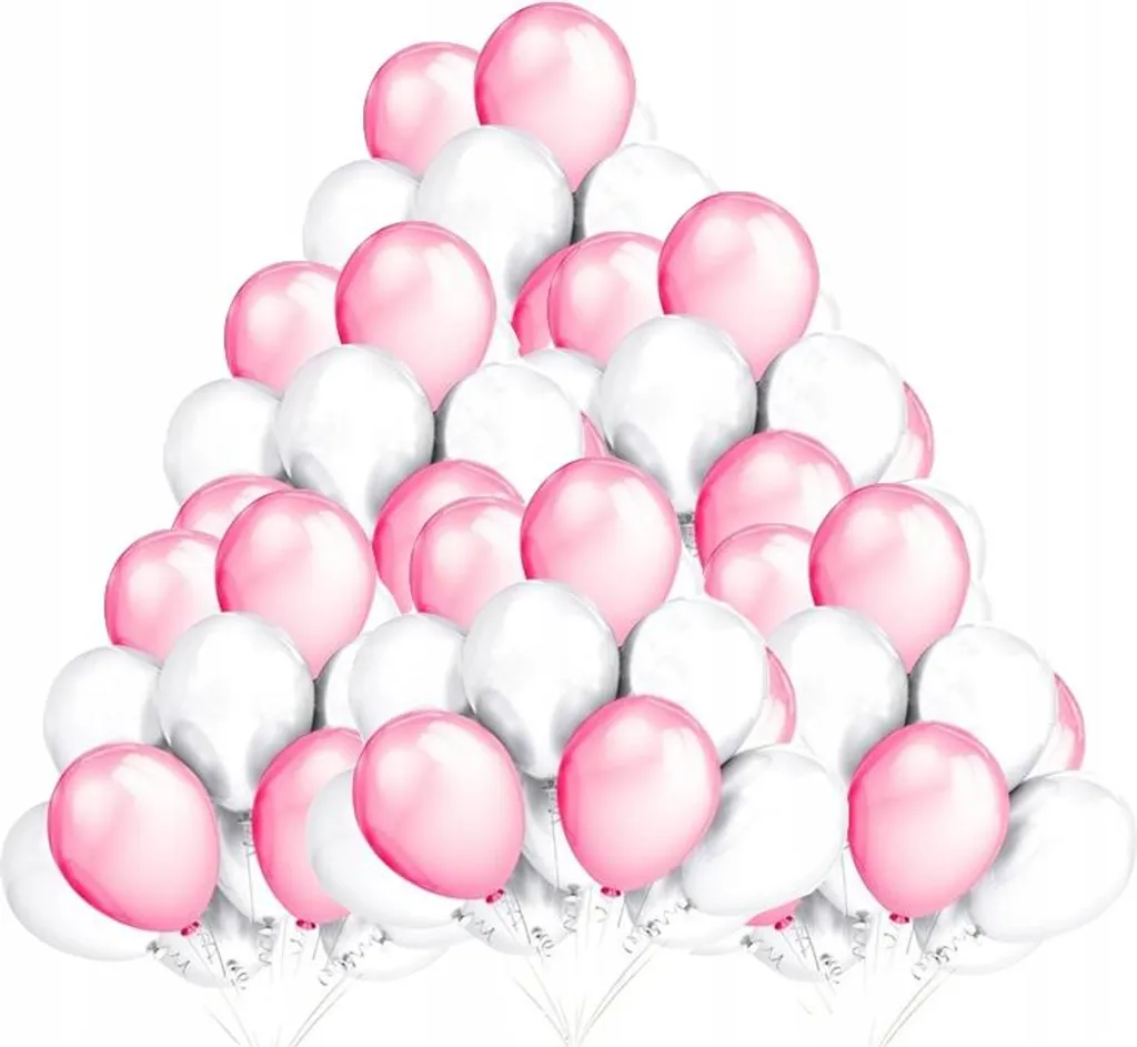 Set de 100 ballons métalliques blanc et rose poudré pour décoration