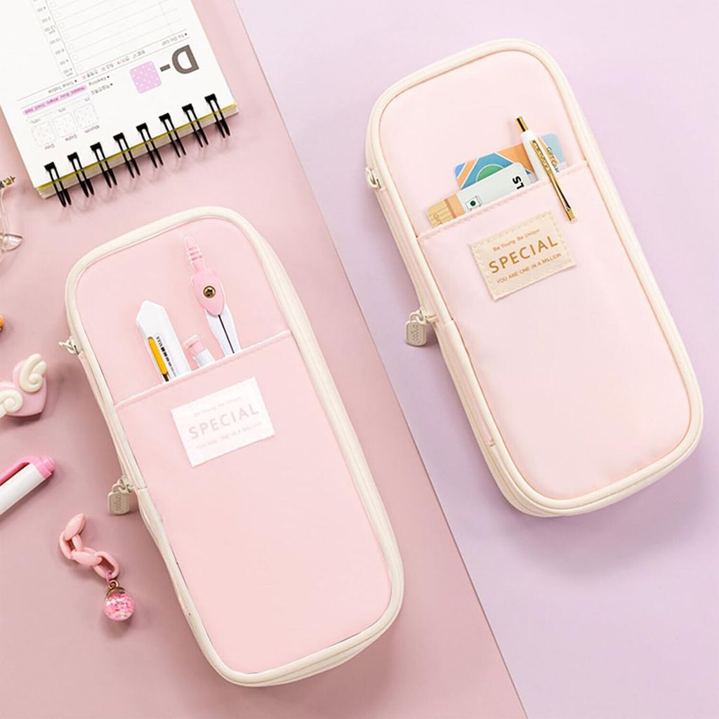 Niedliche Federmappe Mit Rosa Schleife | Weiche Stiftetasche Mit Großer Öffnung Für Schule & Büro