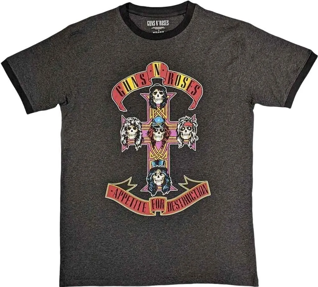 T-shirt Vintage Guns N' Roses en Coton Gris Anthracite Taille L