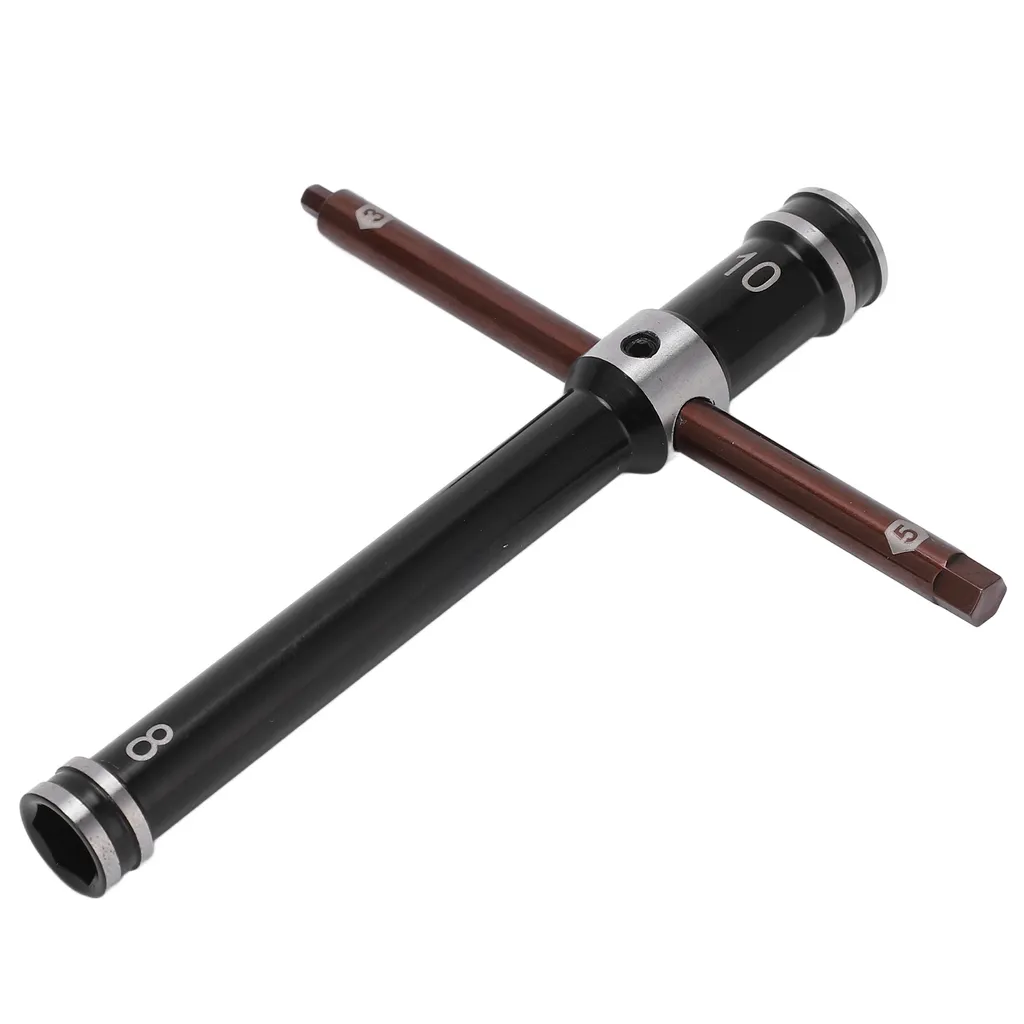 Chiave a croce RC, chiave a bussola RC, chiave a bussola RC, chiave RC da 8 mm 10 mm 5 mm 3 mm, strumento di riparazione con chiave a croce per modelli RC, strumento di riparazione modelli RC