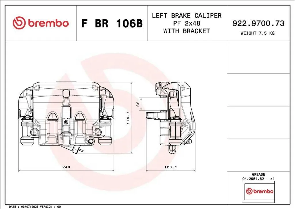 Étrier de frein Nissan Cabstar F24 gauche Brembo F BR 106B Ø48 mm - 2