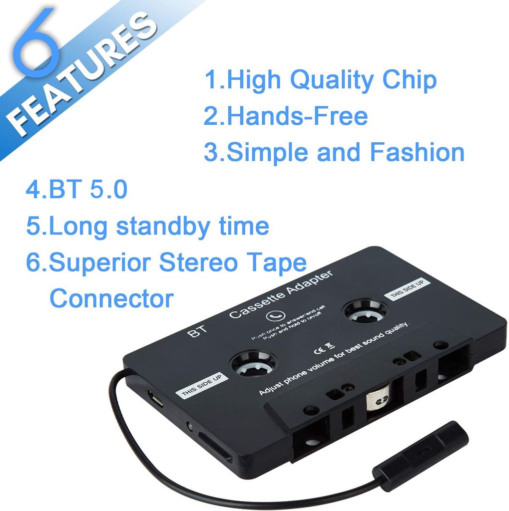 Auto-Audio-Bluetooth-Kassette auf AUX-Empfänger, konvertieren Sie  Auto-Antwort-Telefon-Kassetten-Adapter, USB-Aufladung, Tape Desk Bluetooth  5.0 Zusatzadapter: : Elektronik & Foto